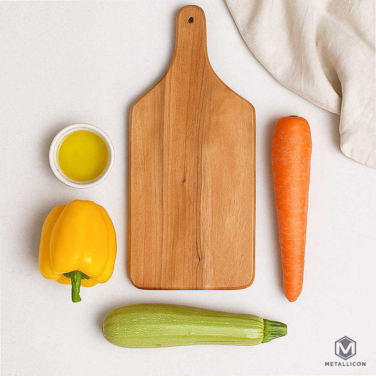 Acacia wood chopping board flat lay 16 x 7 inches
